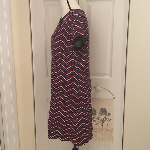 Zara Retro Zig Zag Chevron Print Short Sleeve Knit Dress - Picture 4 of 8